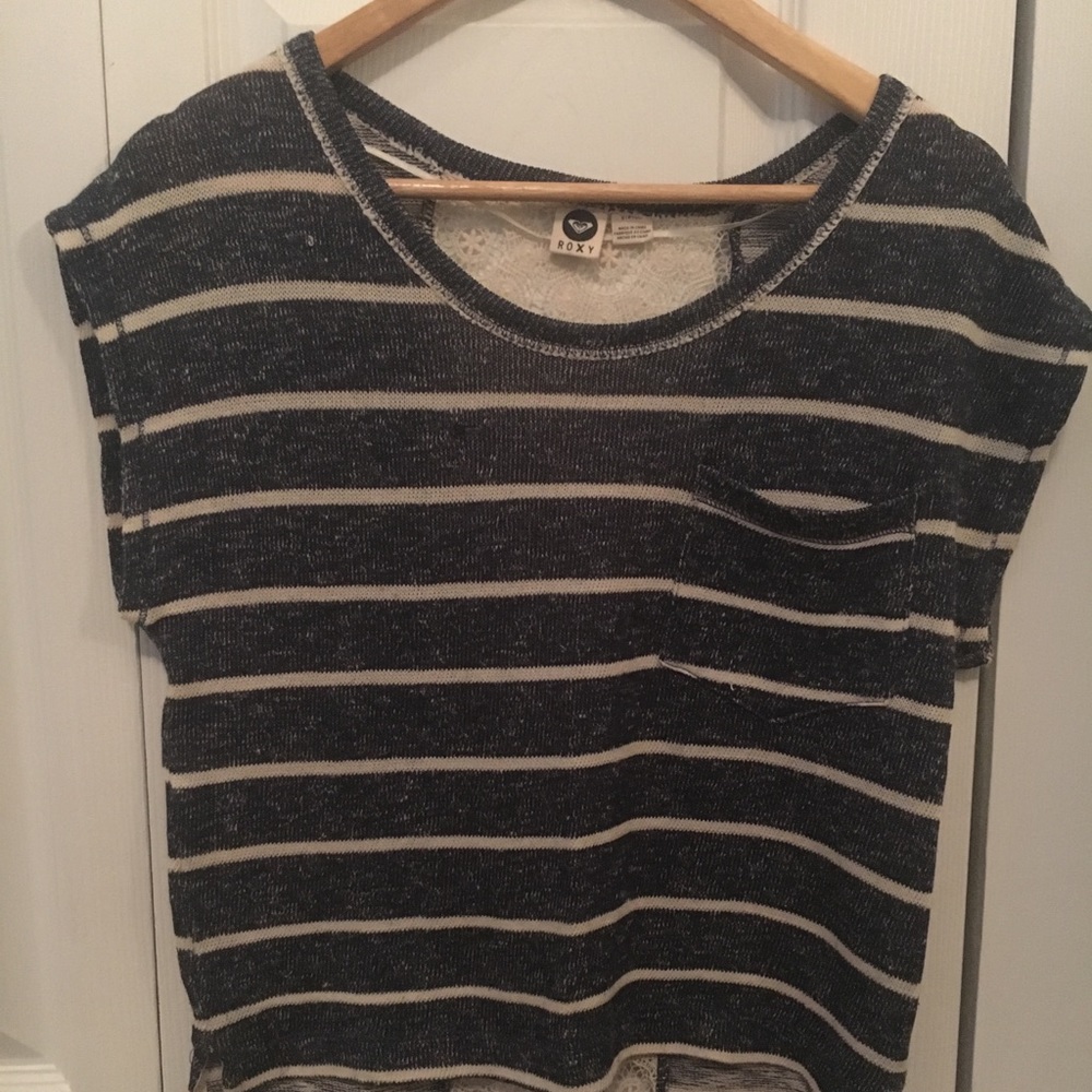 Roxy Striped Top with Crochet Back